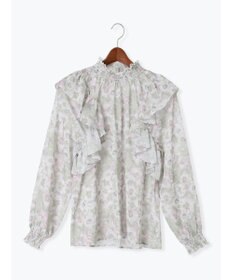 Te chichi フラワーパターンシアーフリルブラウス