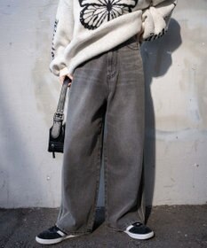 WEGO サイドラインワイドデニムパンツ