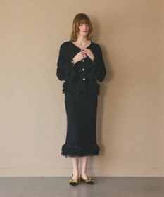 GRACE CONTINENTAL ラメフェザーフリンジスカート