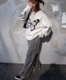 WEGO サイドラインワイドデニムパンツ