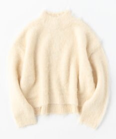 UNFILO 【洗える】アルパカシャギー ハイネッククロップドニット