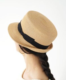 石田製帽 【サイズ調整可】ラフィアブレード　角クロッシェ　ハイバックハット
