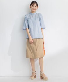 組曲 【WEB限定色あり】エンブロイダリーレース　ハイネック半袖ブラウス