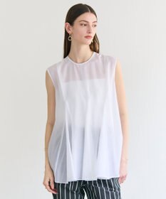 BEIGE， AMARYLLIS / シアー 切り替えフレアブラウス