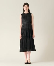 GRACE CONTINENTAL ストライプレースフレアドレス