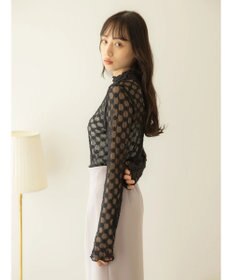 earth music&ecology ハイネックシアーフラワーインナー