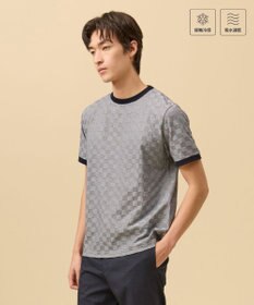 J.PRESS MEN クールビズ対応【接触冷感 / 吸水速乾】【J.PRESS PREMIUM JERSEY】アーガイルリンクス Tシャツ ネイビー系
