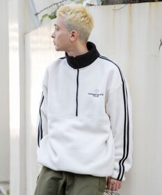 WEGO フリース ワンポイントハーフZIPプルオーバー