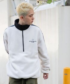 WEGO フリース ワンポイントハーフZIPプルオーバー