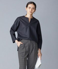 ICB 【洗える・WEB限定カラーあり】 ウールミルドサキソニー キーネックブラウス