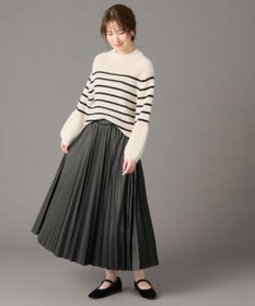 ANY 【ウエストゴム】レザーライクプリーツスカート