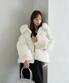 earth music&ecology フードファー中綿ショートコート