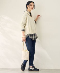 ANY L スウェットライクハーフジップニット