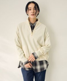 ANY L スウェットライクハーフジップニット