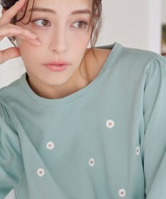 Tiaclasse 【洗える】フラワー刺繍ニットトップス