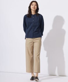 J.PRESS LADIES 【洗える・セットアップ対応】セルロースリネンストレッチ セミワイド パンツ