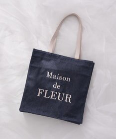 Maison de FLEUR デニムブランドロゴスクエアトートバッグ