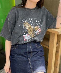 WEGO 【綿100%】ヴィンテージウォッシュグラフィックTシャツ