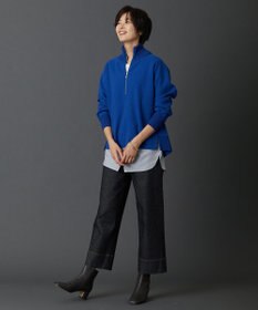 J.PRESS LADIES L ニードルパンチ ハーフジップ カットソー