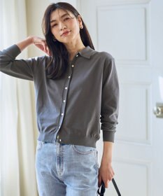 ANY コットンブレンドポロカーデ