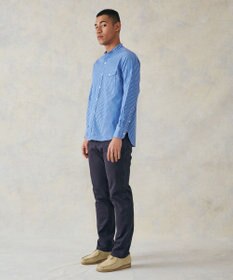 J.PRESS MEN ポプリンマルチストライプ バンドカラーシャツ