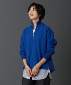 J.PRESS LADIES L ニードルパンチ ハーフジップ カットソー