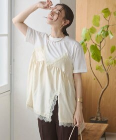 WEGO 【ANGIE VINTAGE】サテンレースドッキングレイヤードトップス