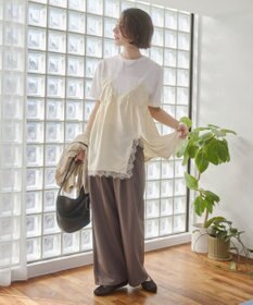 WEGO 【ANGIE VINTAGE】サテンレースドッキングレイヤードトップス
