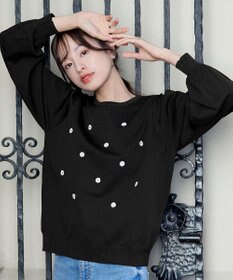 Tiaclasse 【洗える】フラワー刺繍ニットトップス