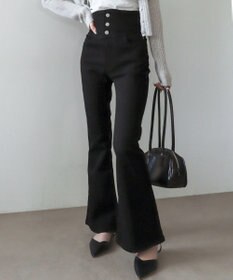 WEGO 【ストレッチ/美脚/脚長シルエット/XSSMサイズ展開】ハイウエストストレッチフレアデニムパンツ