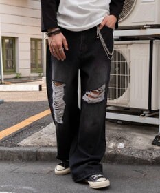 WEGO スーパーバギーダメージデニムパンツ