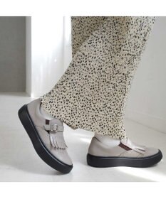 Pointer 日本製 本革フリンジ付き厚底ローファー