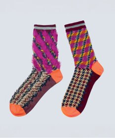 COQ LESSER TALE ラメリバーシブルファーソックス