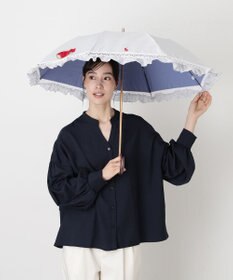 MOONBAT 【遮光/晴雨兼用日傘】POLO RALPH LAUREN(ポロ ラルフローレン) ストライプフリル 折りたたみ傘 楽折 遮熱 UV