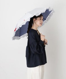 MOONBAT 【遮光/晴雨兼用日傘】POLO RALPH LAUREN(ポロ ラルフローレン) ストライプフリル 折りたたみ傘 楽折 遮熱 UV