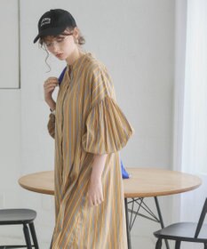 WEGO 【ANGIE VINTAGE】ボリュームスリーブ バンドカラー シャツワンピース