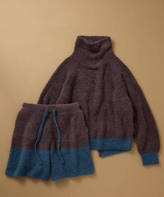 une nana cool カラーブロッキング　タートルネックプルオーバー