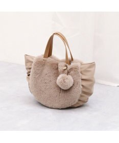 UNBILLION カシュカシュ cachecache / ポンポン付きエコファーラウンド型トートバッグ