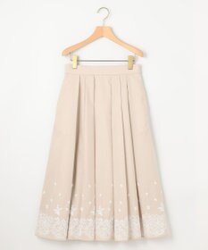 組曲 レースパネルプリント タックフレアスカート