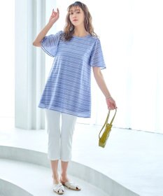 Tiaclasse 【洗える】ランダムボーダーチュニックブラウス