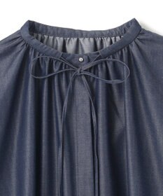 UNFILO シャンブレーデニム ギャザーブラウス