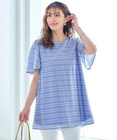 Tiaclasse 【洗える】ランダムボーダーチュニックブラウス