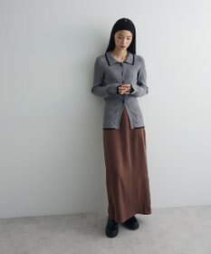 Green Parks 配色レイヤードポロリブニットカーディガン