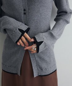 Green Parks 配色レイヤードポロリブニットカーディガン