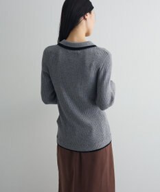 Green Parks 配色レイヤードポロリブニットカーディガン