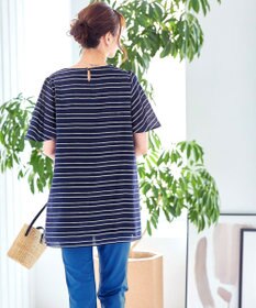 Tiaclasse 【洗える】ランダムボーダーチュニックブラウス