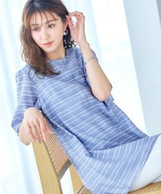 Tiaclasse 【洗える】ランダムボーダーチュニックブラウス