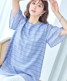 Tiaclasse 【洗える】ランダムボーダーチュニックブラウス