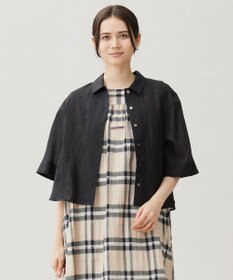 自由区 【カタログ掲載・接触冷感・洗える】シアーラミーローンクロップド丈 ブラウス セピア