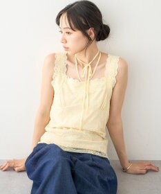 earth music&ecology 【2WAY/紐取り外し可能】総レースホルターネックキャミソール